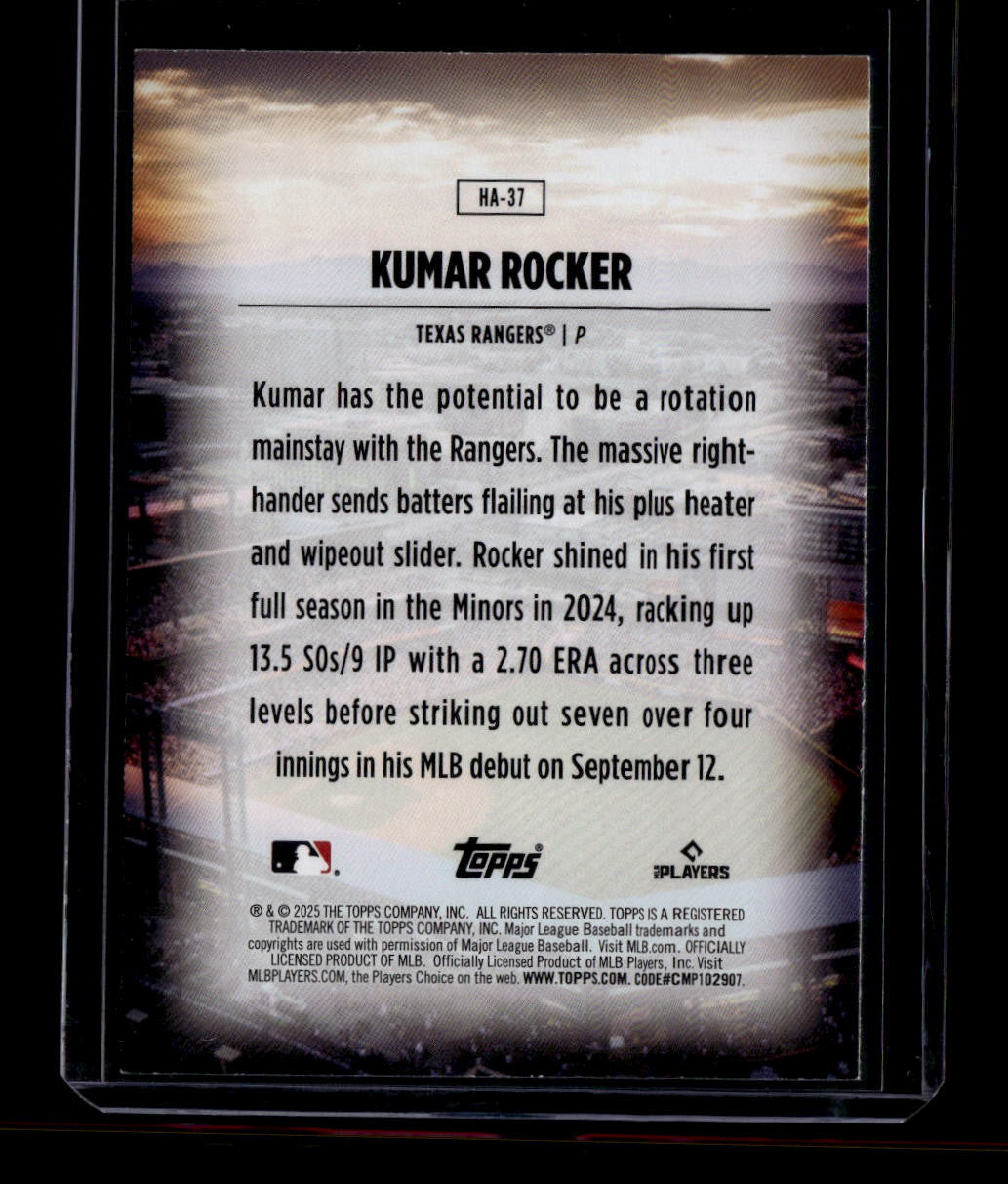 SOLD 184050 2025 Topps Home Field Advantage ha37 Kumar Rocker Rookie 159352
