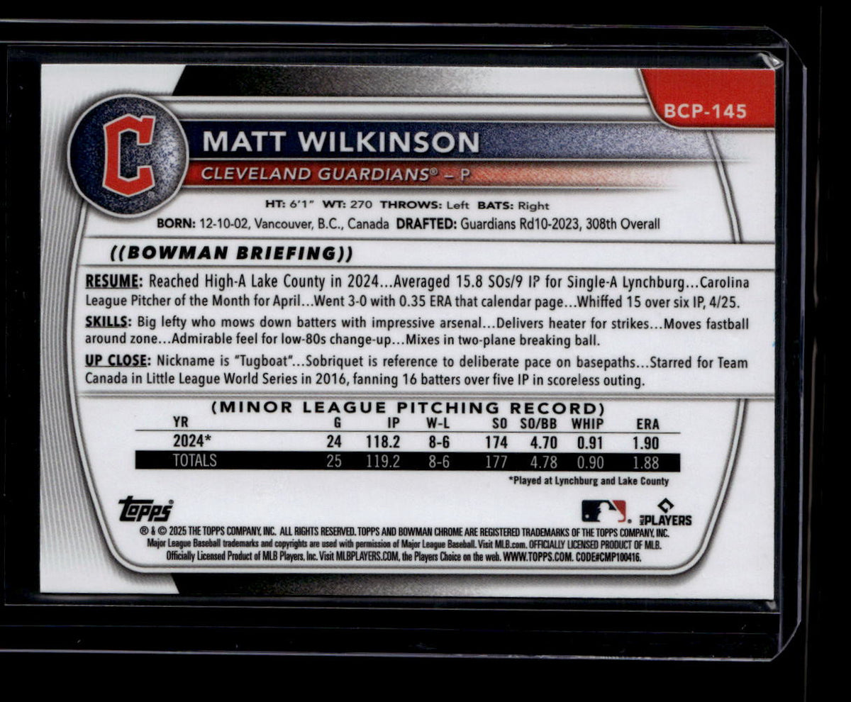 2025 Bowman Chrome Yellow Wave Refractor bcp145 Matt Tugboat Wilkinson RC 69/75