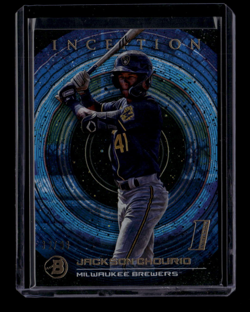 SOLD 184052 2022 Bowman Inception Blue 77 Jackson Chourio Rookie 32/99