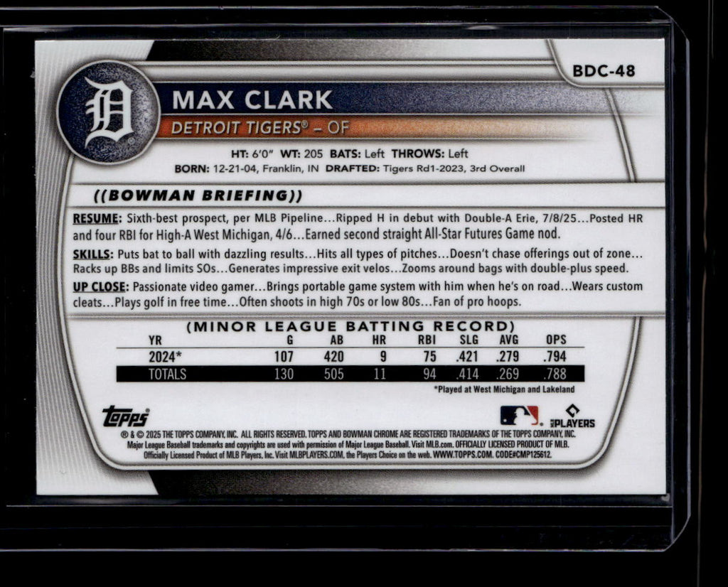 2025 Bowman Chrome Draft Green Refractor bdc48 Max Clark Rookie 30/99