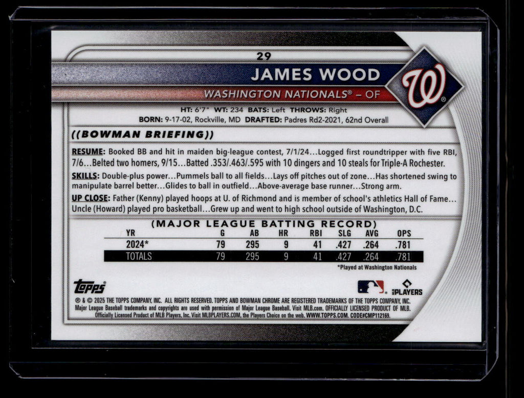 SOLD 184056 2025 Bowman Chrome Image Variations 29 James Wood Rookie SP