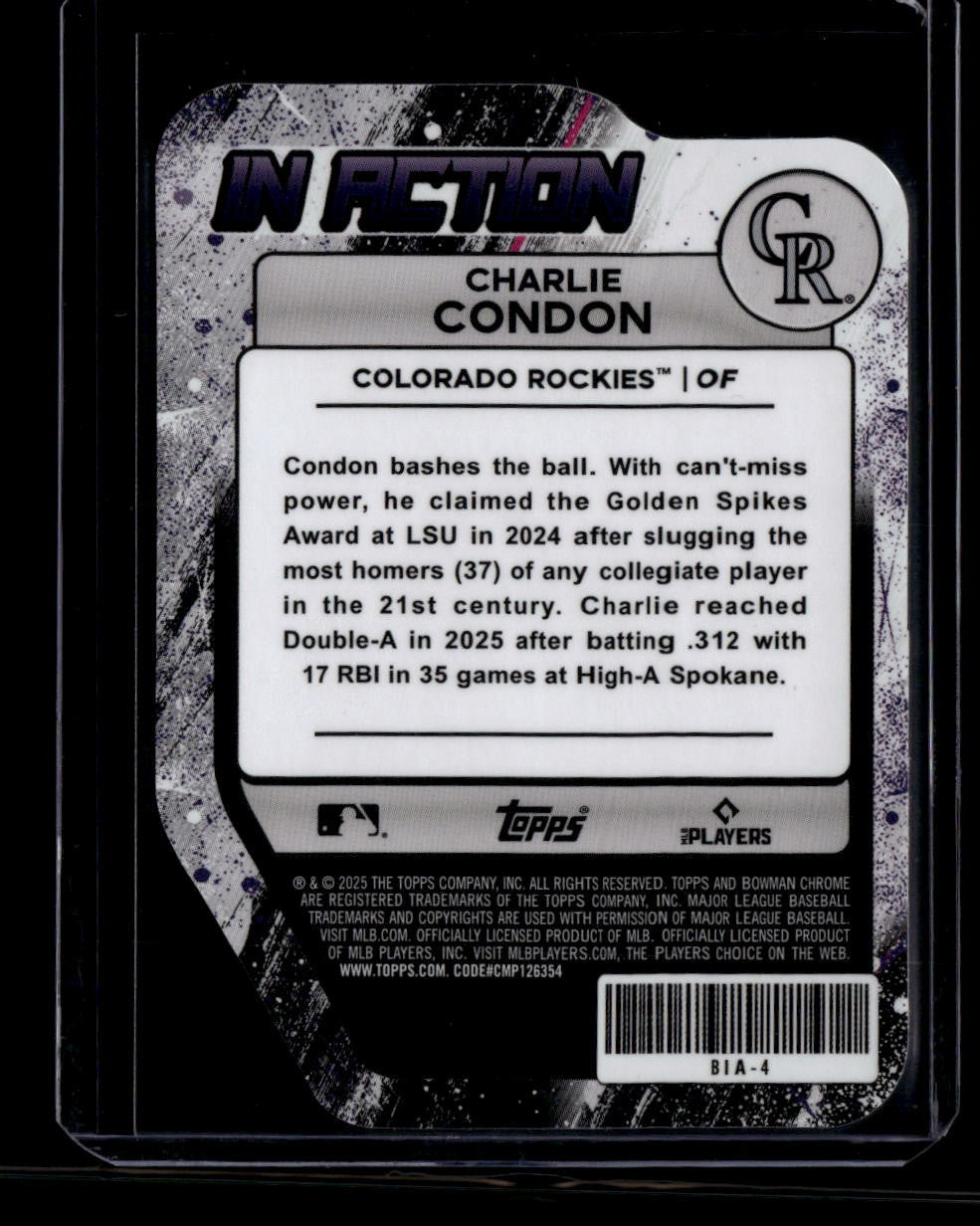 2025 Bowman Chrome Draft Mega In Action Green Refractor Charlie Condon RC 35/99