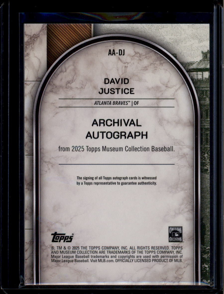SOLD 184071 2025 Topps Museum Collection Archival Autographs AADJ David Justice Auto 198/199