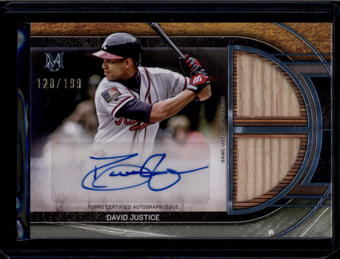 SOLD 184073 2025 Topps Museum Signature Swatches SPDRADJ David Justice Dual Bat Auto 128/199