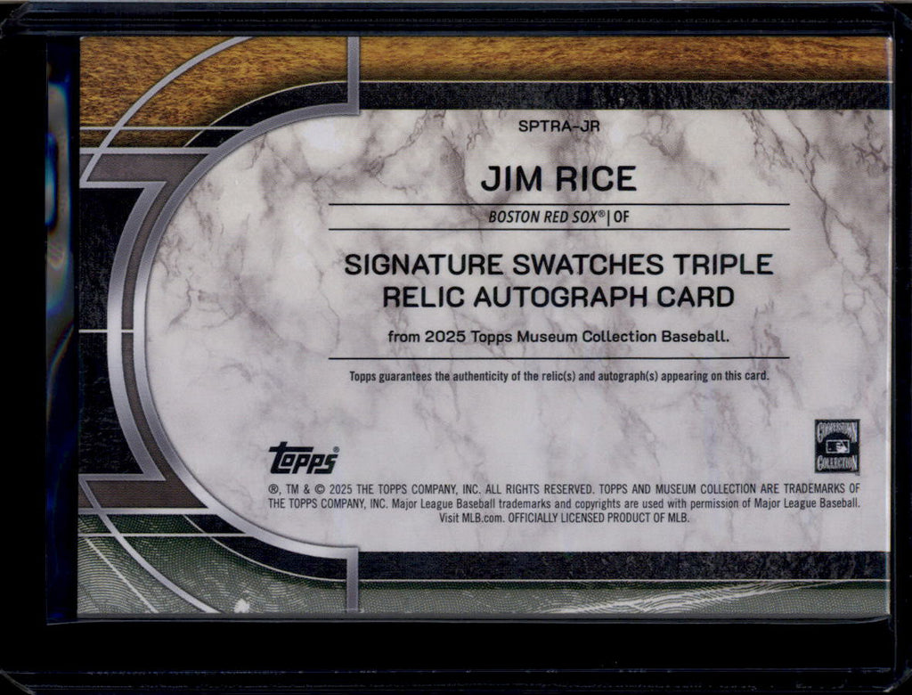 2025 Topps Museum Signature Swatches SPTRAJR Jim Rice Triple Bat Auto 64/199