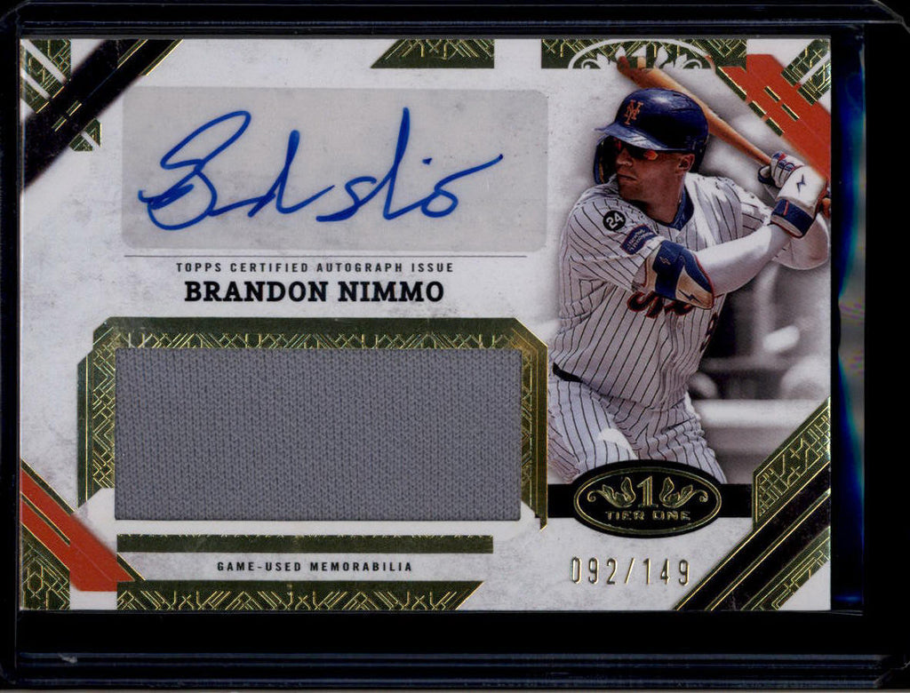 2025 Topps Tier One Jumbo Relic Autographs Brandon Nimmo Jersey Auto 92/149