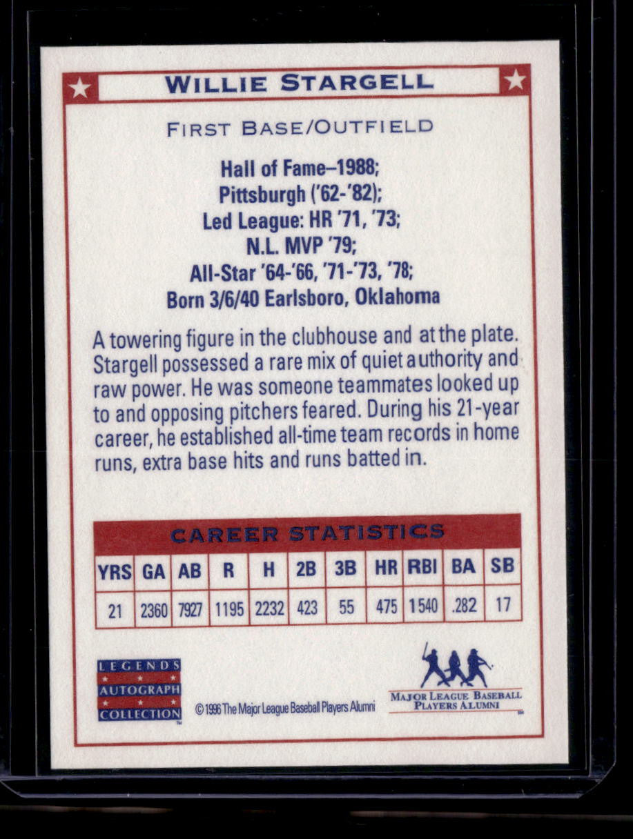 1996 Major League Players Alumni Legends Autographs NNO Willie Stargell Auto