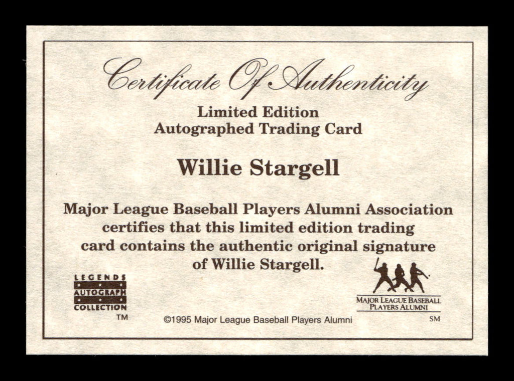 1996 Major League Players Alumni Legends Autographs NNO Willie Stargell Auto