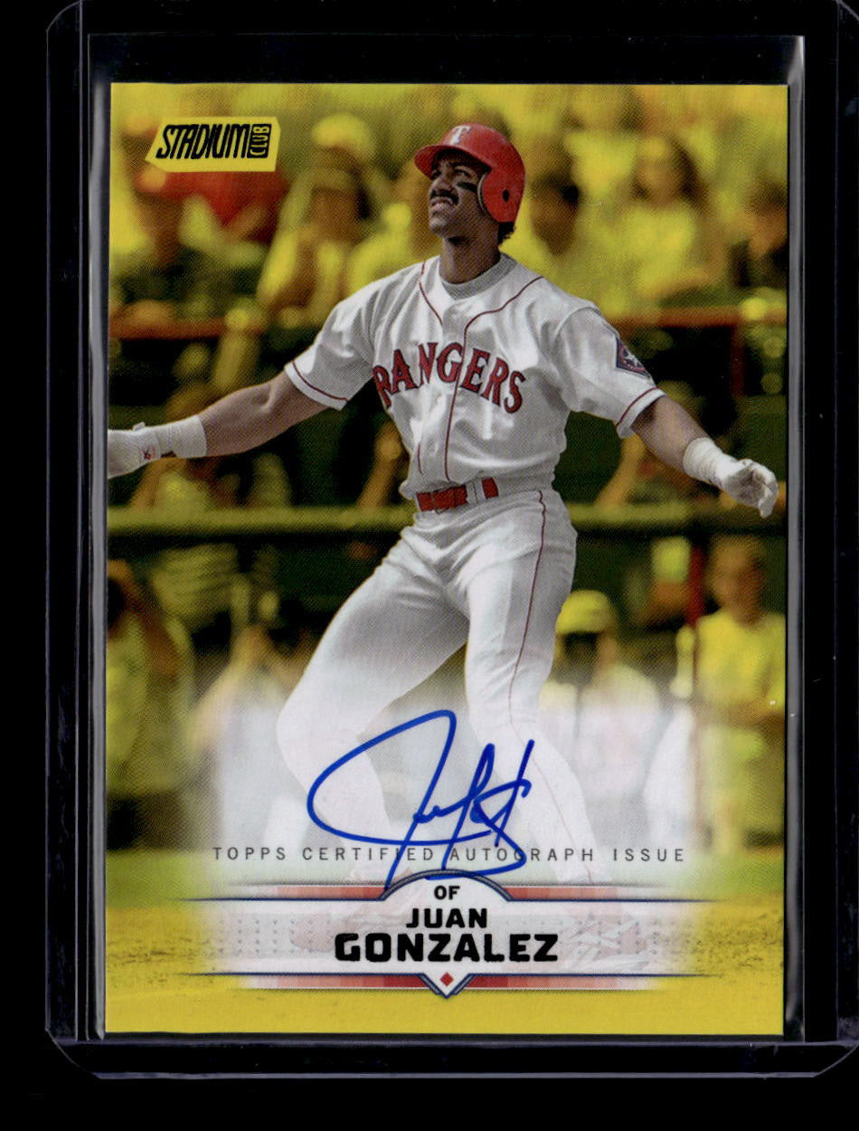 SOLD 184085 2025 Stadium Club Autographs Yellow SCBAJGO Juan Gonzalez Auto