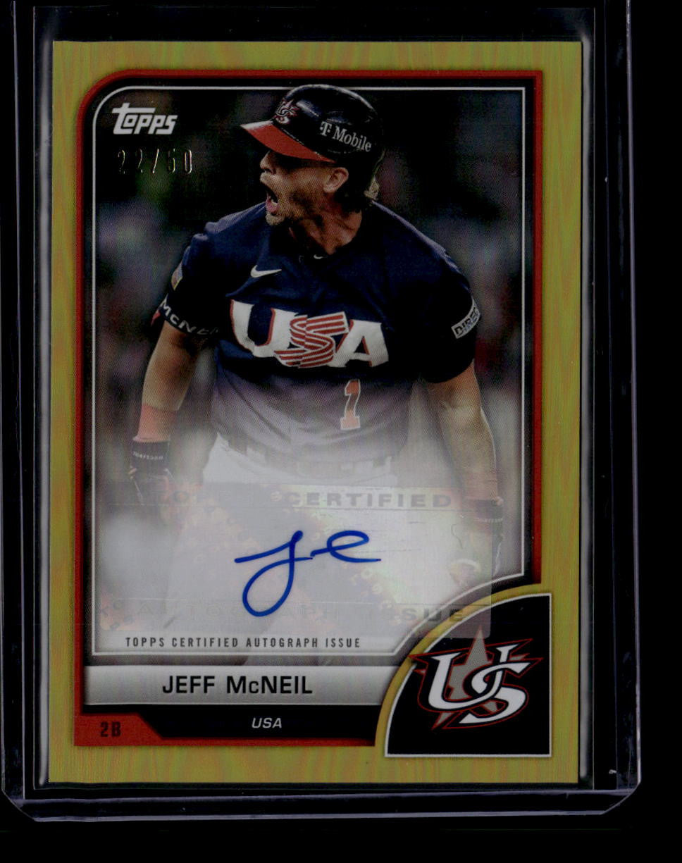 2023 Topps World Baseball Classic WBC Autographs Gold Jeff McNeil Auto 22/50