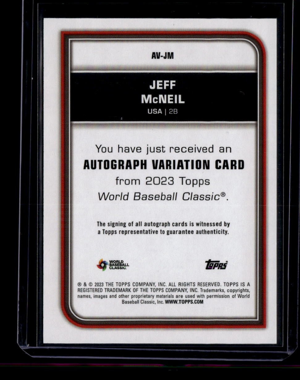 2023 Topps World Baseball Classic WBC Autographs Gold Jeff McNeil Auto 22/50