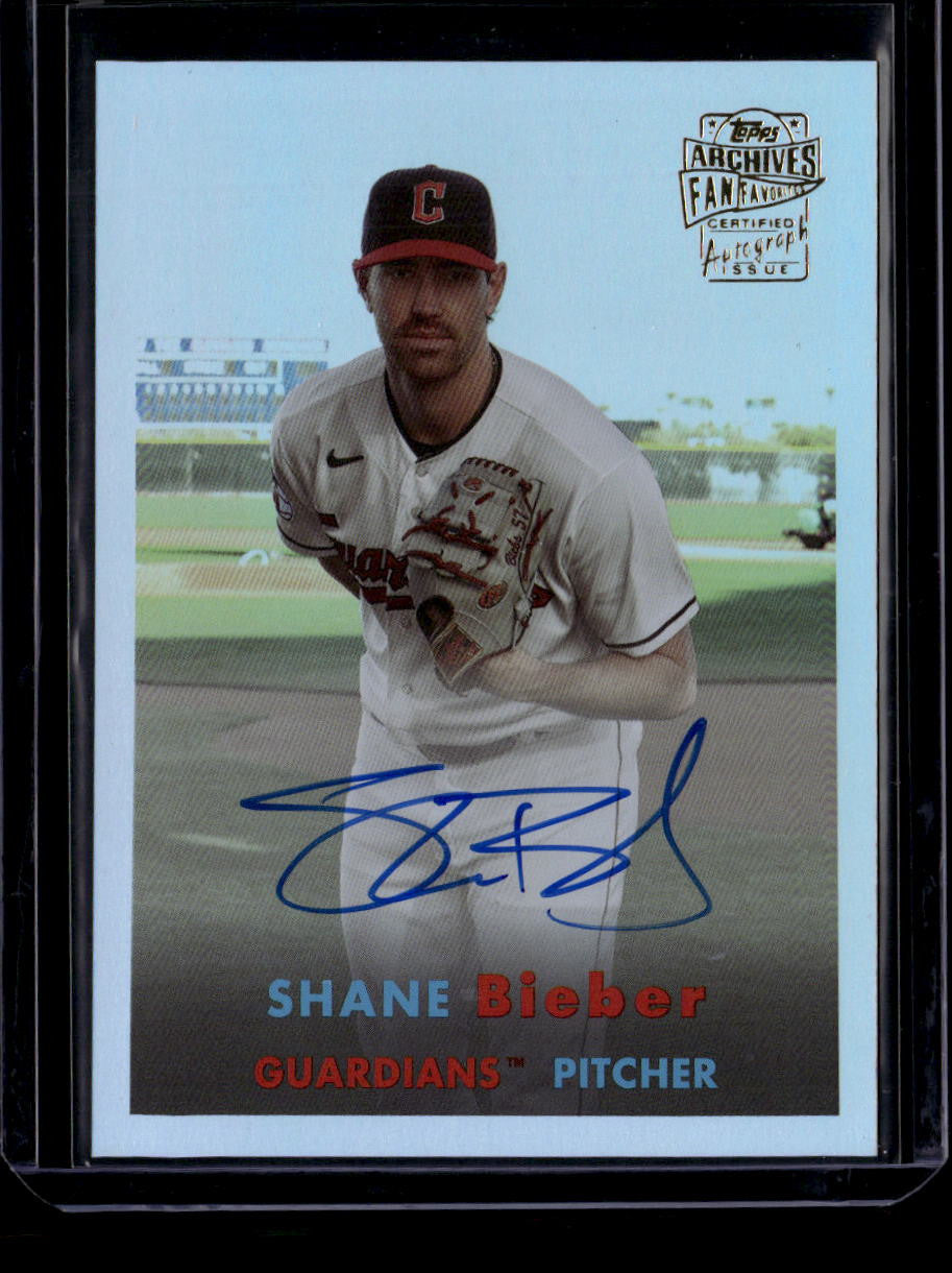 SOLD 184089 2024 Topps Archives Fan Favorites Premium Autographs Shane Bieber Auto 25/99