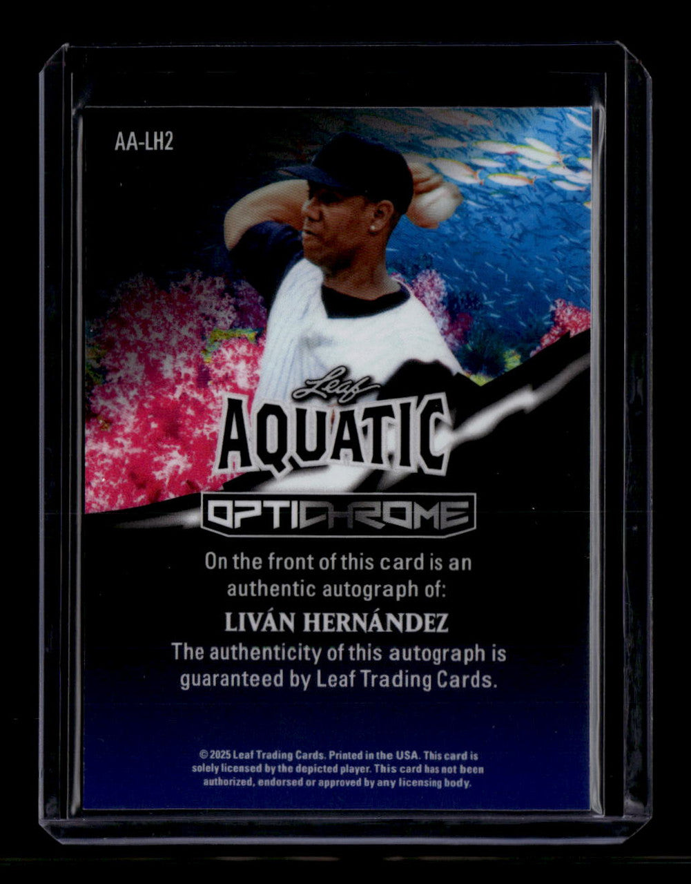 2025 Leaf Optichrome Aquatic Autographs Livan Hernandez 1997 WS MVP Auto 1/1