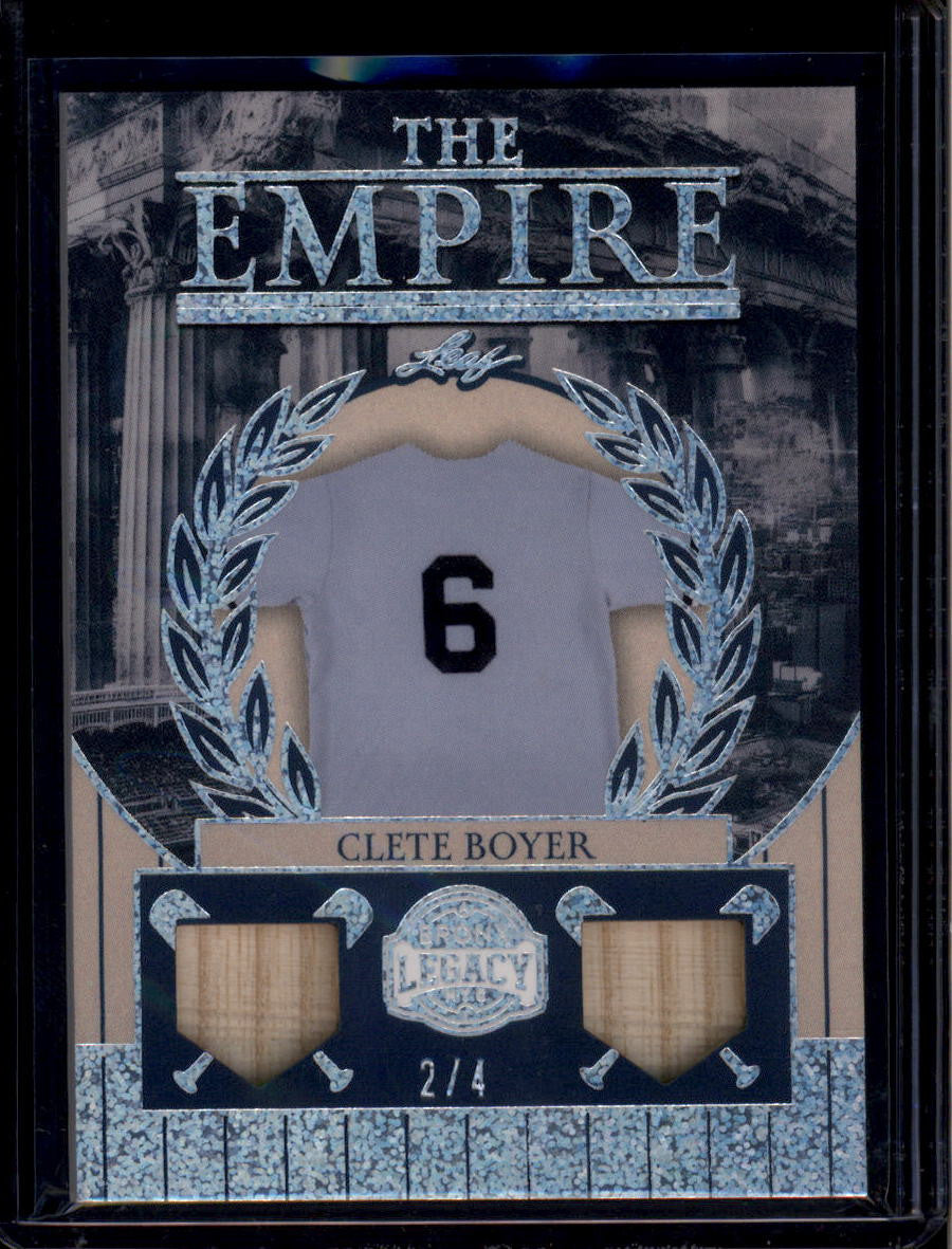2025 Leaf A Bronx Legacy The Empire Memorabilia Silver Clete Boyer Dual Bat 2/4