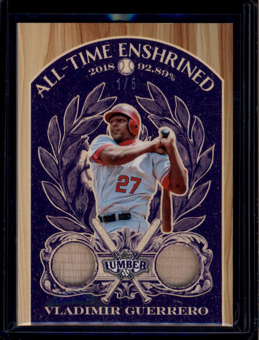 SOLD 184100 2025 Leaf Lumber All-Time Enshrined Purple ae70 Vladimir Guerrero Dual Bat 1/5
