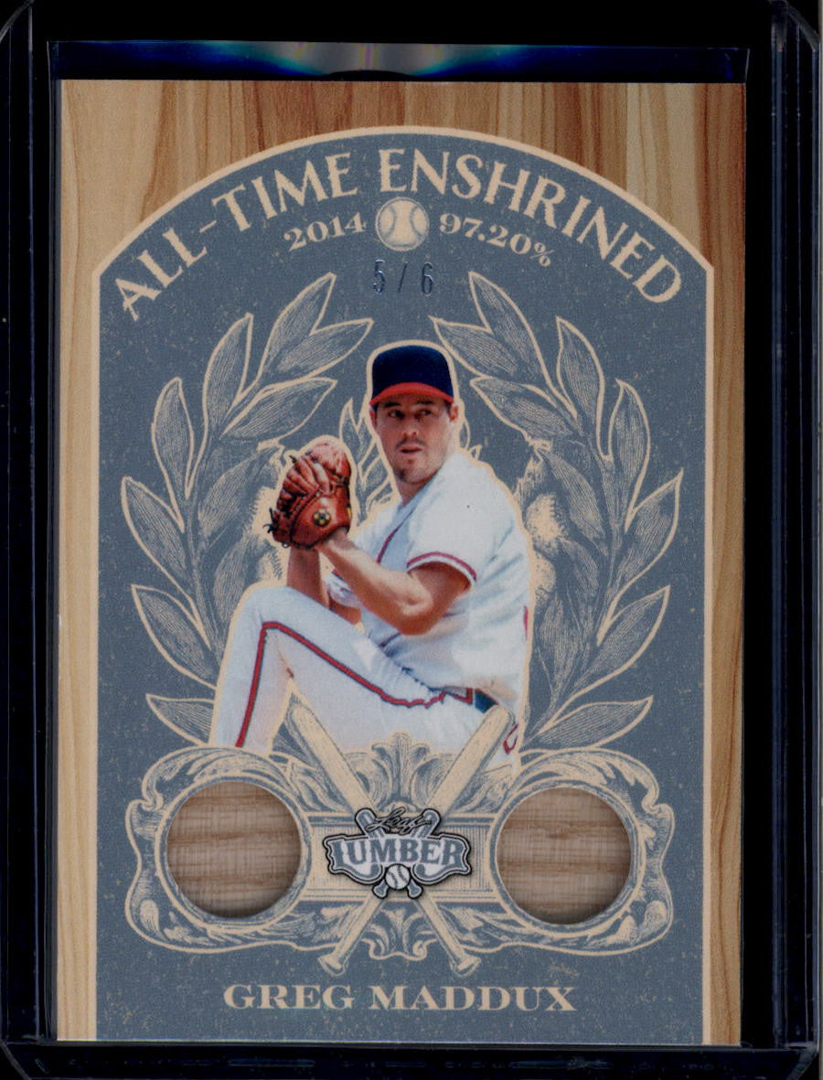SOLD 184102 2025 Leaf Lumber All-Time Enshrined Platinum ae26 Greg Maddux Dual Bat 5/6