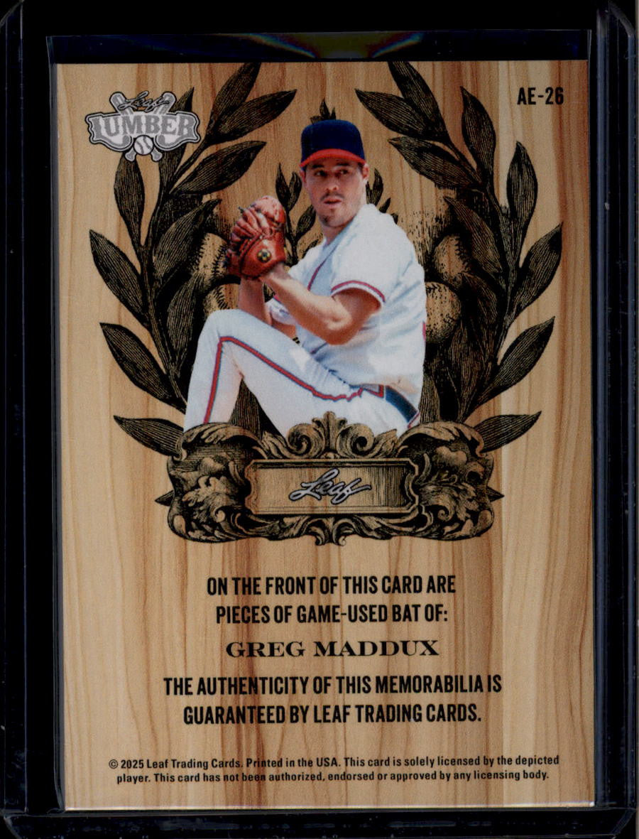 SOLD 184102 2025 Leaf Lumber All-Time Enshrined Platinum ae26 Greg Maddux Dual Bat 5/6