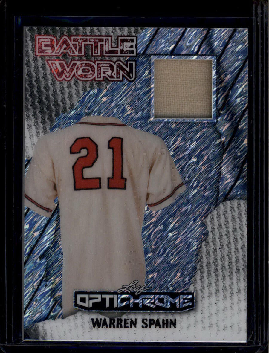2025 Leaf Optichrome Battle Worn Silver Shimmer bwws1 Warren Spahn Jersey 5/5