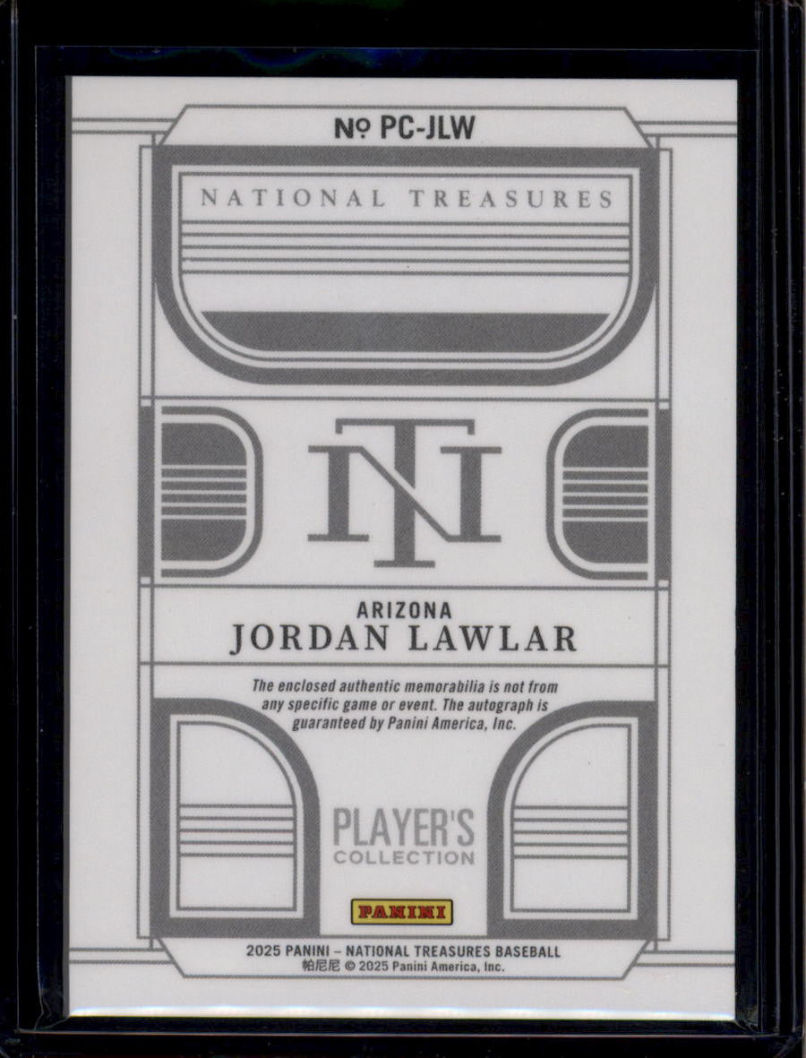 2025 National Treasures Player's Collection 3 Jordan Lawlar RC Jersey Auto 31/49