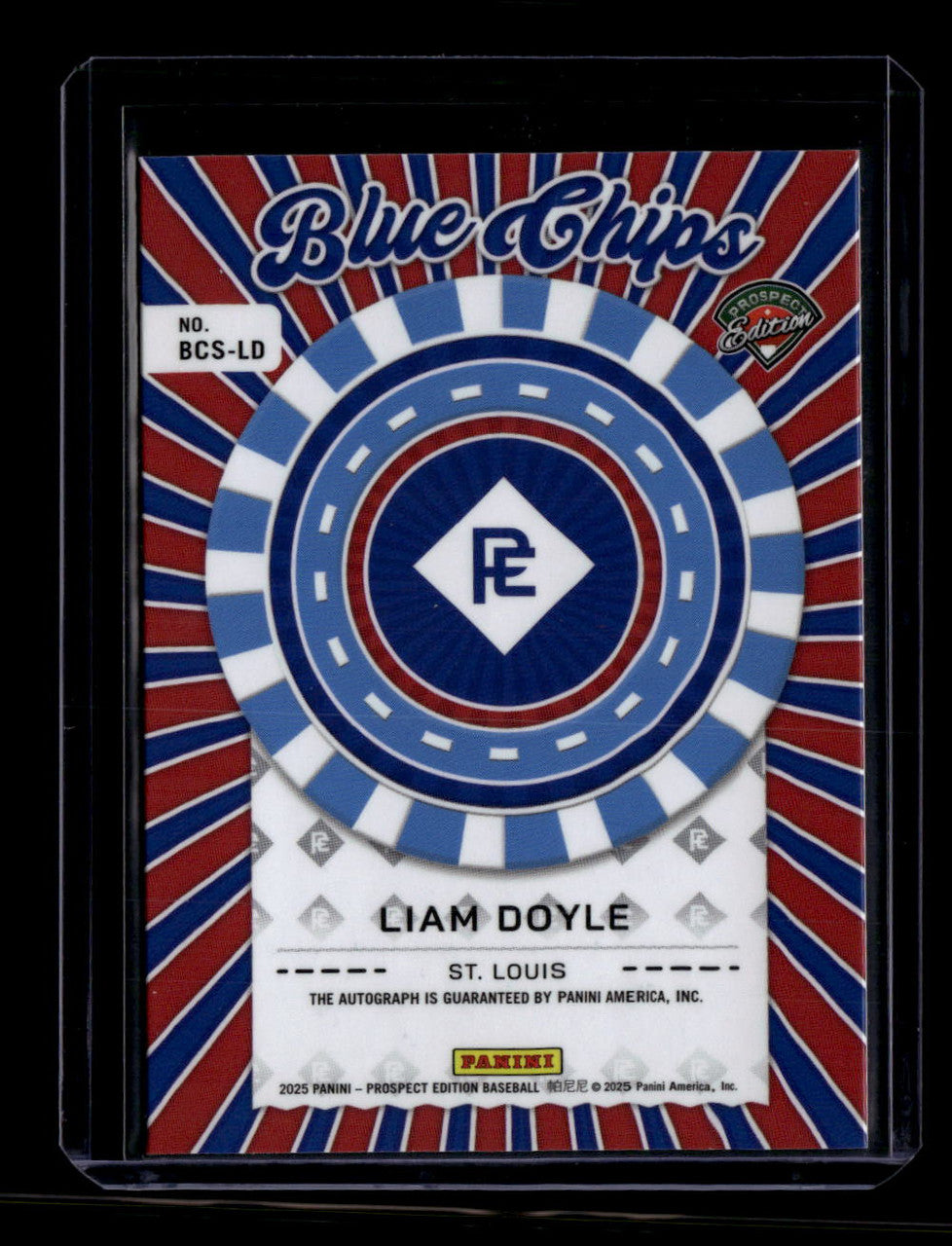 SOLD 184113 2025 Panini Prospect Edition Blue Chip Signatures 16 Liam Doyle Rookie Auto