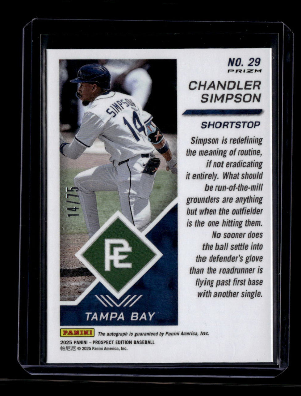 2025 Panini Prospect Holo Signatures Prizms Blue Chandler Simpson RC Auto 14/75