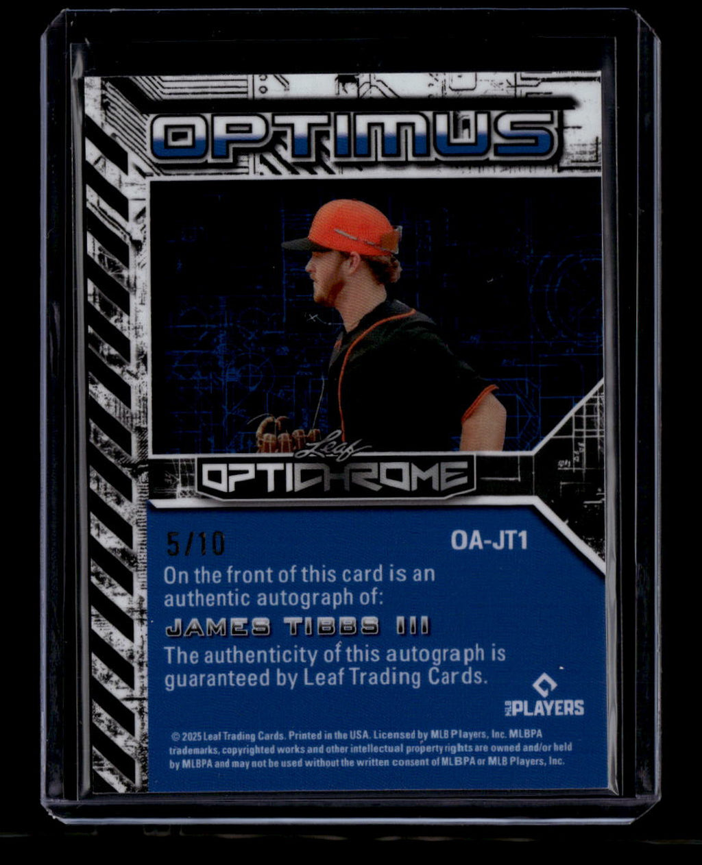 2025 Leaf Optichrome Optimus Autographs Silver Lava James Tibbs III RC Auto 5/10