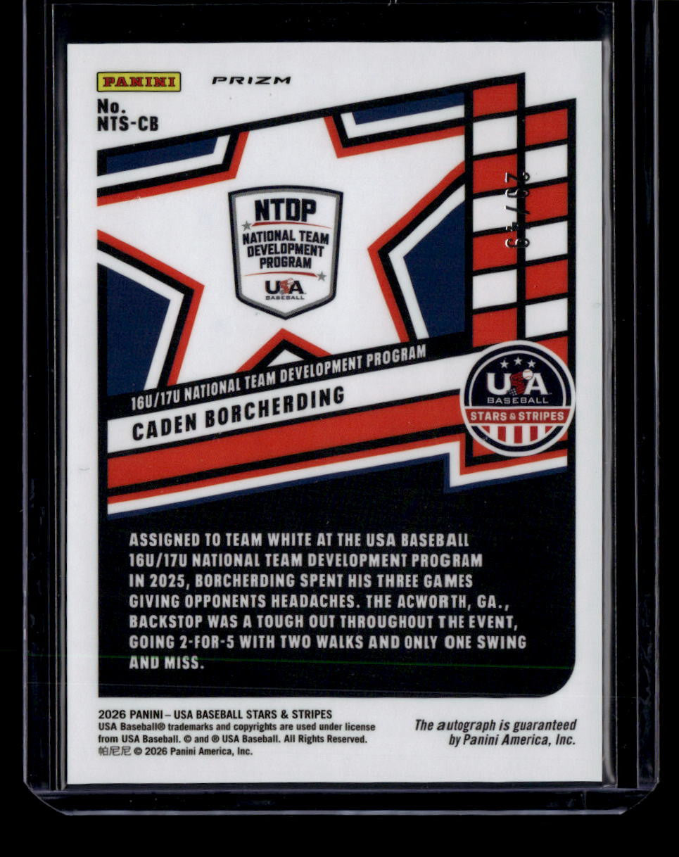 2026 USA Stars and Stripes Signatures Prizms Caden Borcherding RC Auto 29/49