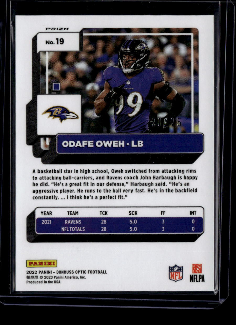 2022 Donruss Optic Black Pandora Refractor 19 Odafe Oweh 20/25