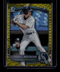 SOLD 184139 2025 Bowman Chrome Draft Yellow Reptillian Refractor bdc100 Nick Becker RC 40/75