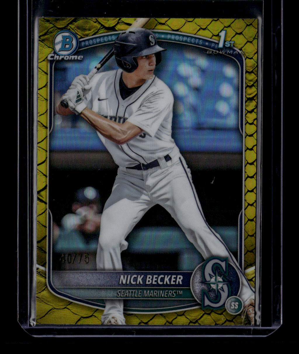 SOLD 184139 2025 Bowman Chrome Draft Yellow Reptillian Refractor bdc100 Nick Becker RC 40/75