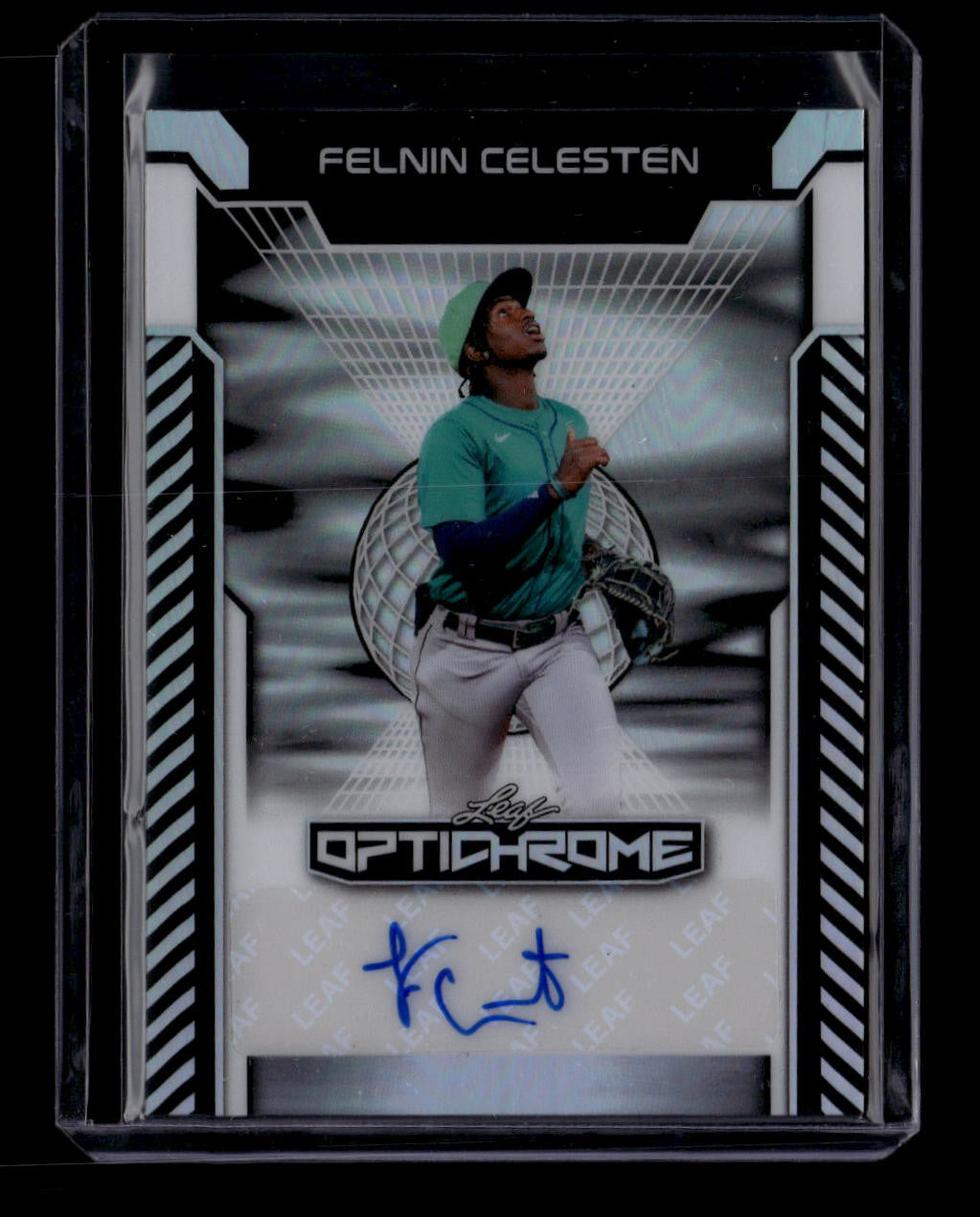 SOLD 184146 2025 Leaf Optichrome Silver bafc1 Felnin Celesten Rookie Auto 1/10
