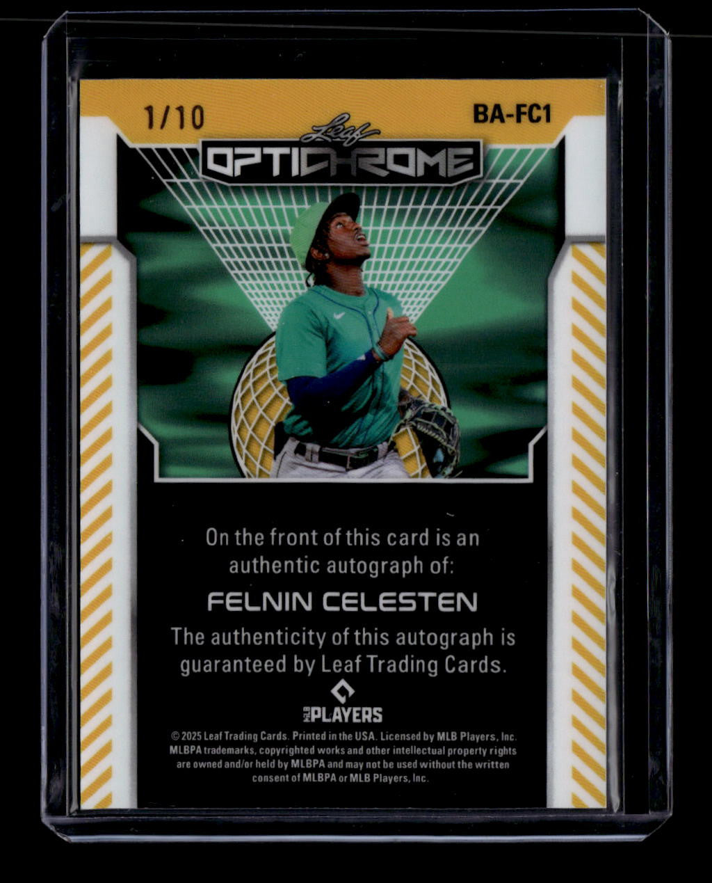 SOLD 184146 2025 Leaf Optichrome Silver bafc1 Felnin Celesten Rookie Auto 1/10