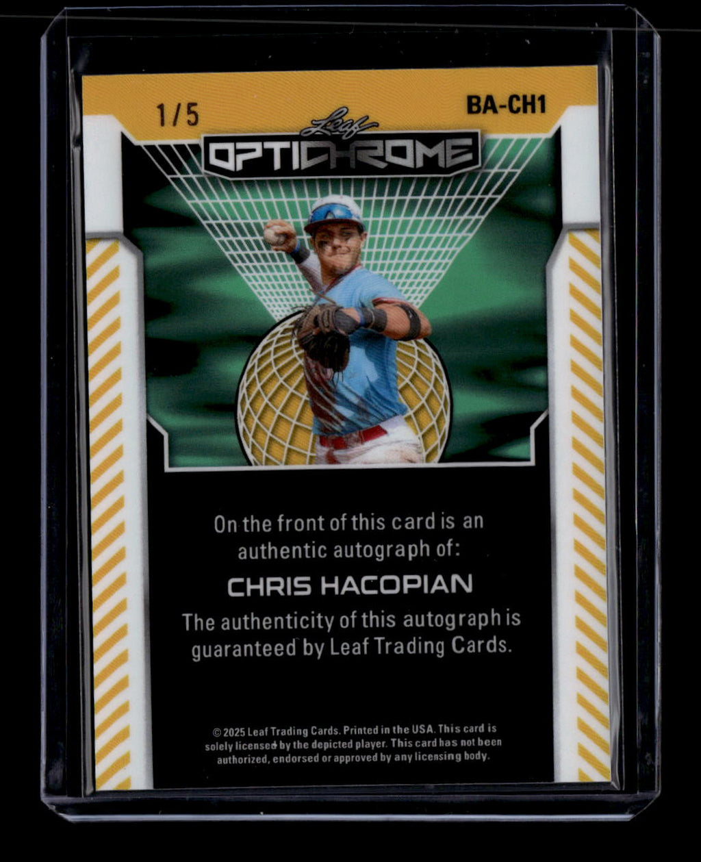 2025 Leaf Optichrome Purple Lazer bach1 Chris Hacopian Rookie Auto 1/5