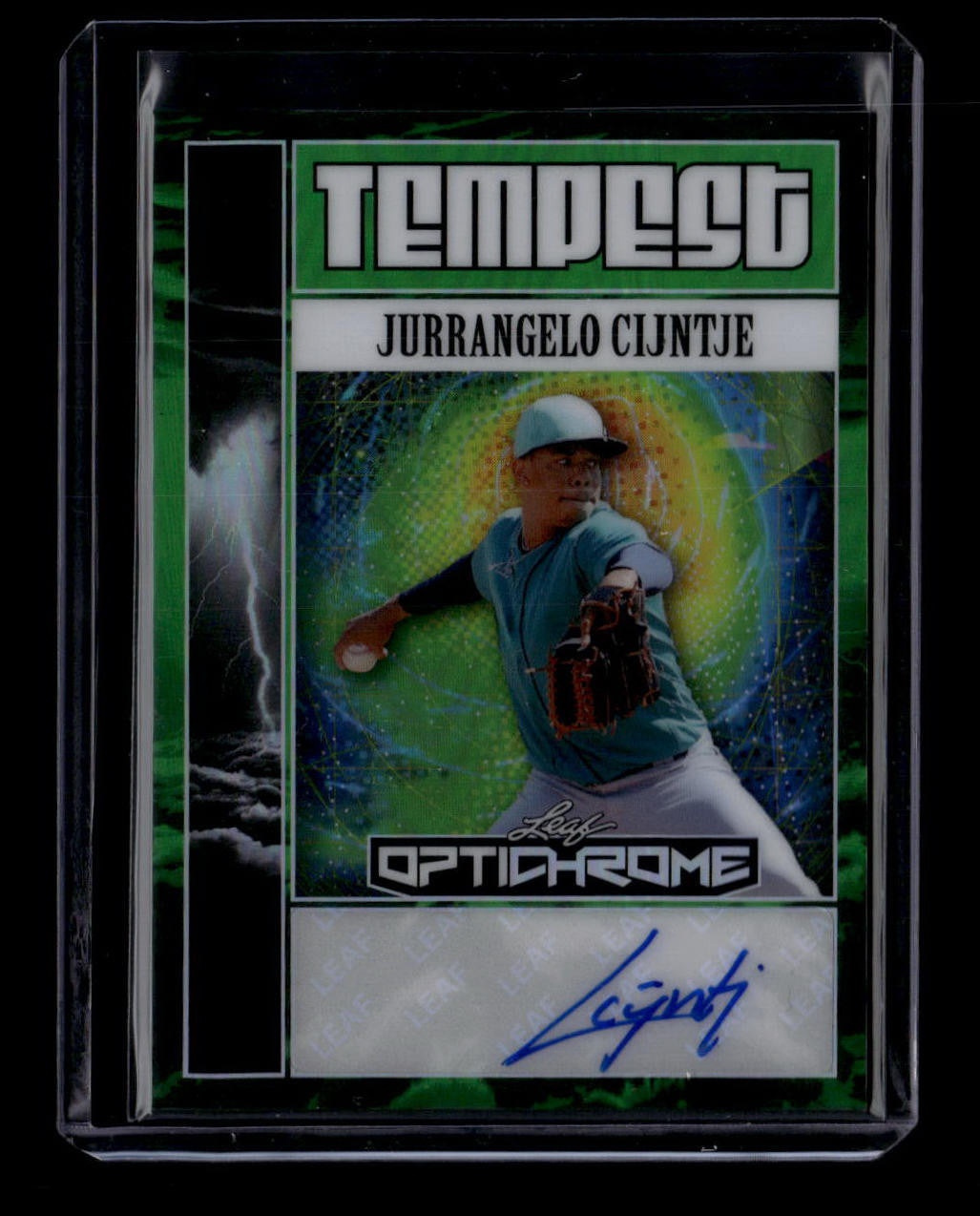 2025 Leaf Optichrome Tempest Autographs Green Jurrangelo Cijntje RC Auto 5/6