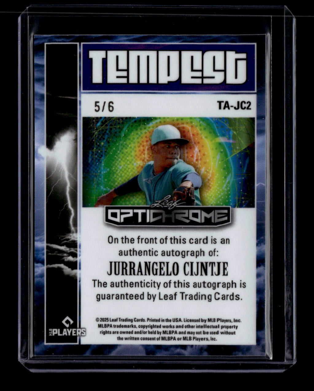 2025 Leaf Optichrome Tempest Autographs Green Jurrangelo Cijntje RC Auto 5/6