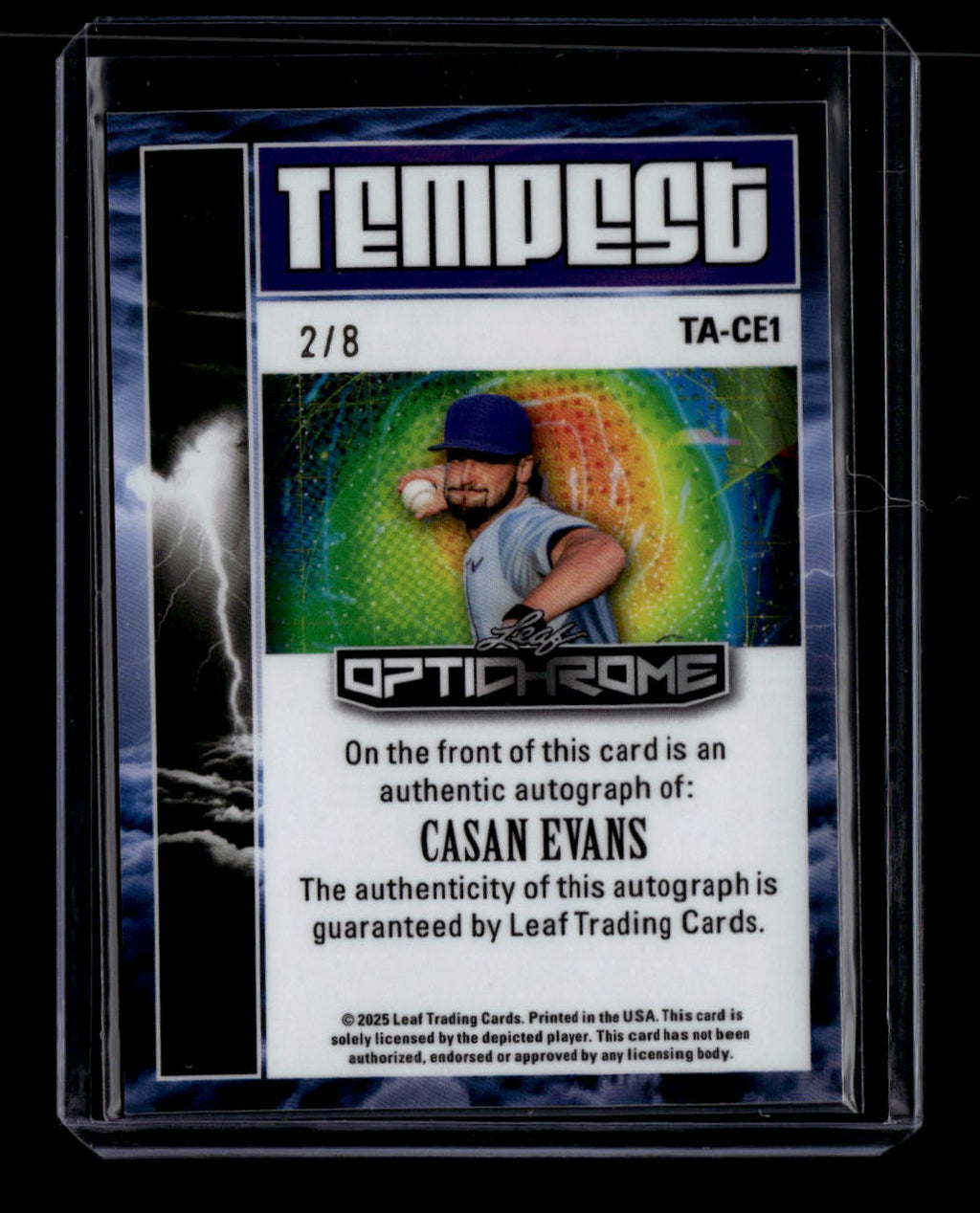 2025 Leaf Optichrome Tempest Autographs Pink tace1 Casan Evans Rookie Auto 2/8
