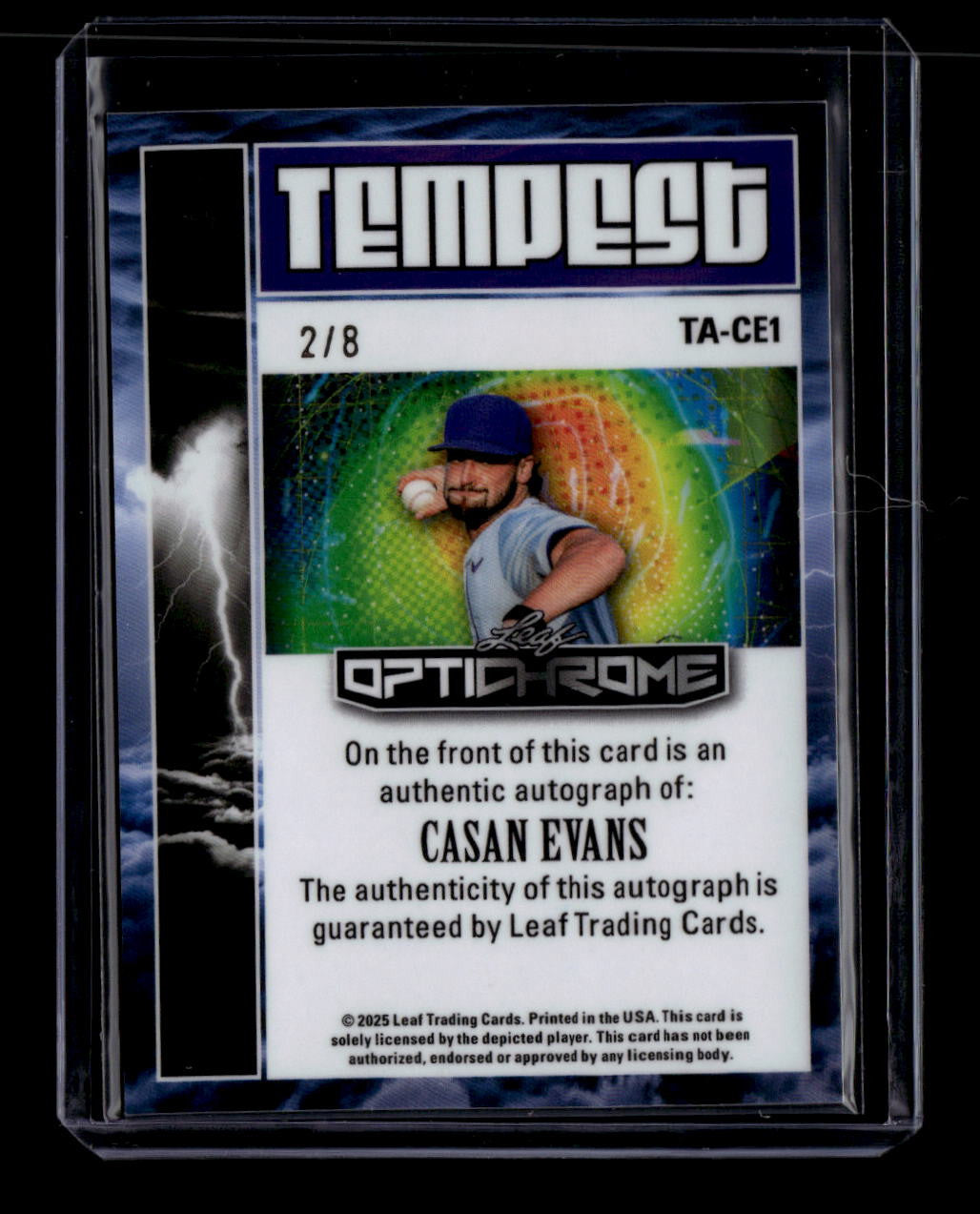 2025 Leaf Optichrome Tempest Autographs Pink tace1 Casan Evans Rookie Auto 2/8