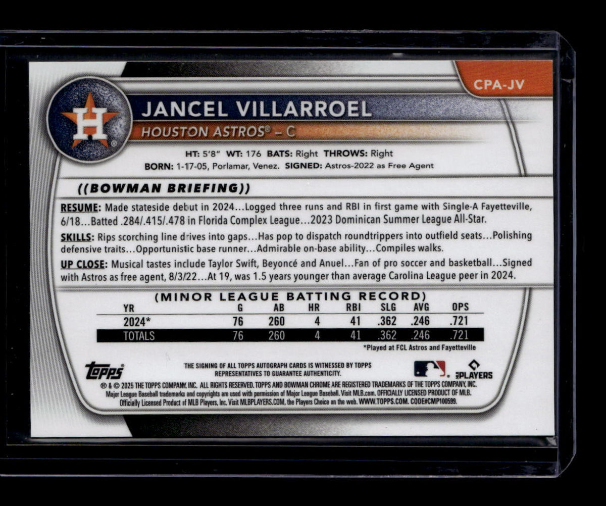 2025 Bowman Chrome Autograph Speckle Refractor Jancel Villarroel RC Auto 237/299