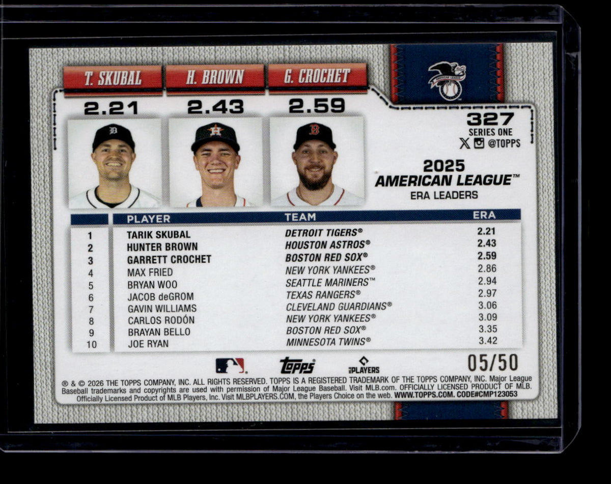 2026 Topps Gold Sandglitter 327 Brown Crochet Skubal LL 5/50 League Leaders