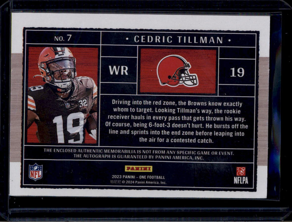 2023 Panini One Update Patch Autographs 7 Cedric Tillman Rookie Patch Auto 12/49