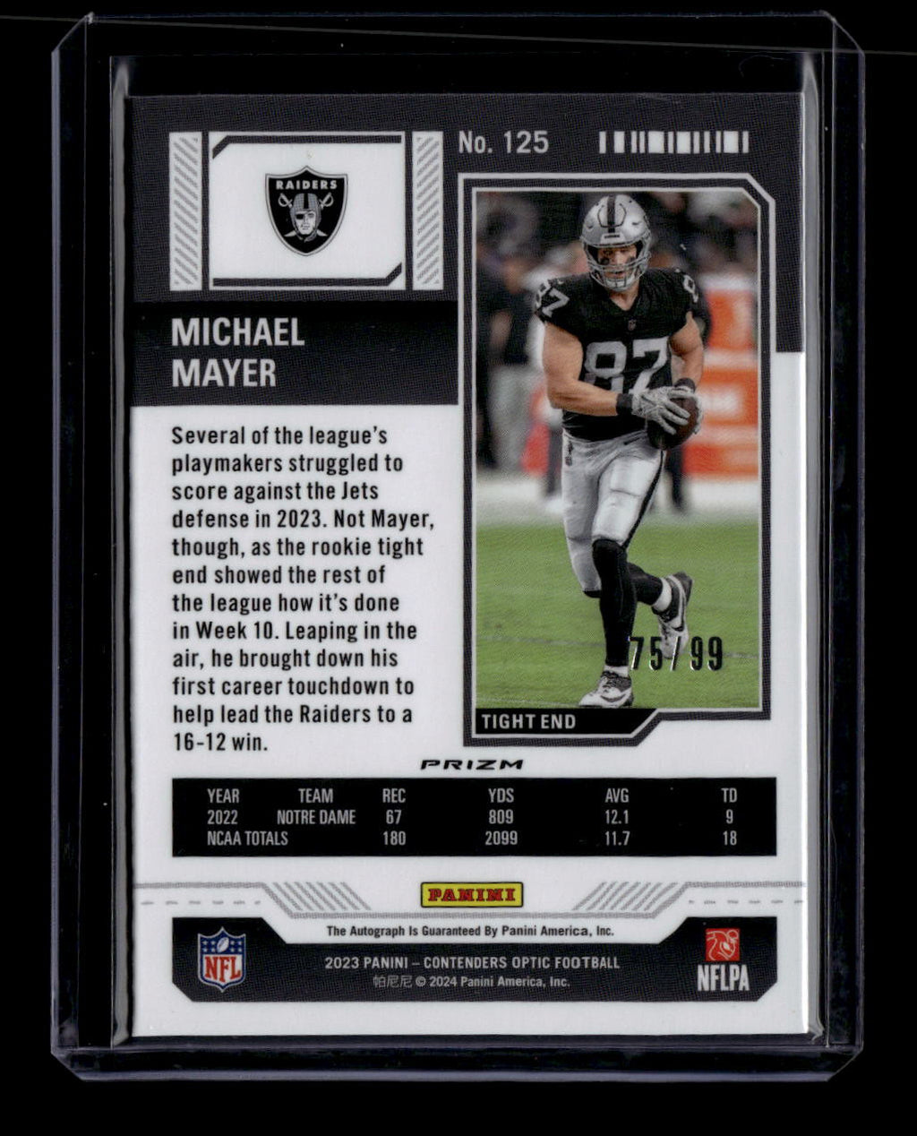 SOLD 184174 2023 Panini Contenders Optic Teal 125 Michael Mayer Rookie Auto 75/99