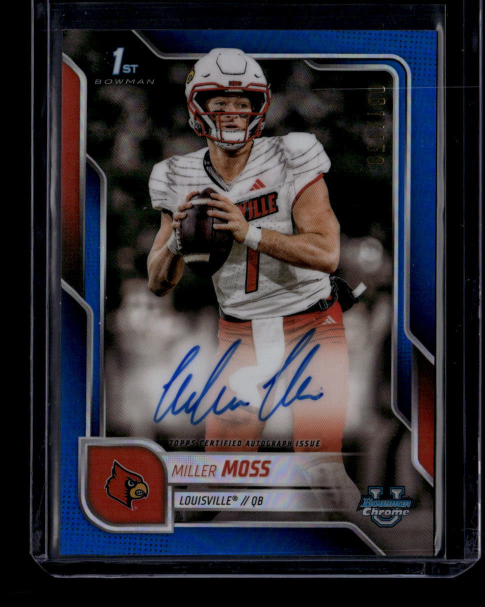 2025 Bowman Chrome University Autograph Blue Refractor Miller Moses RC Auto /150