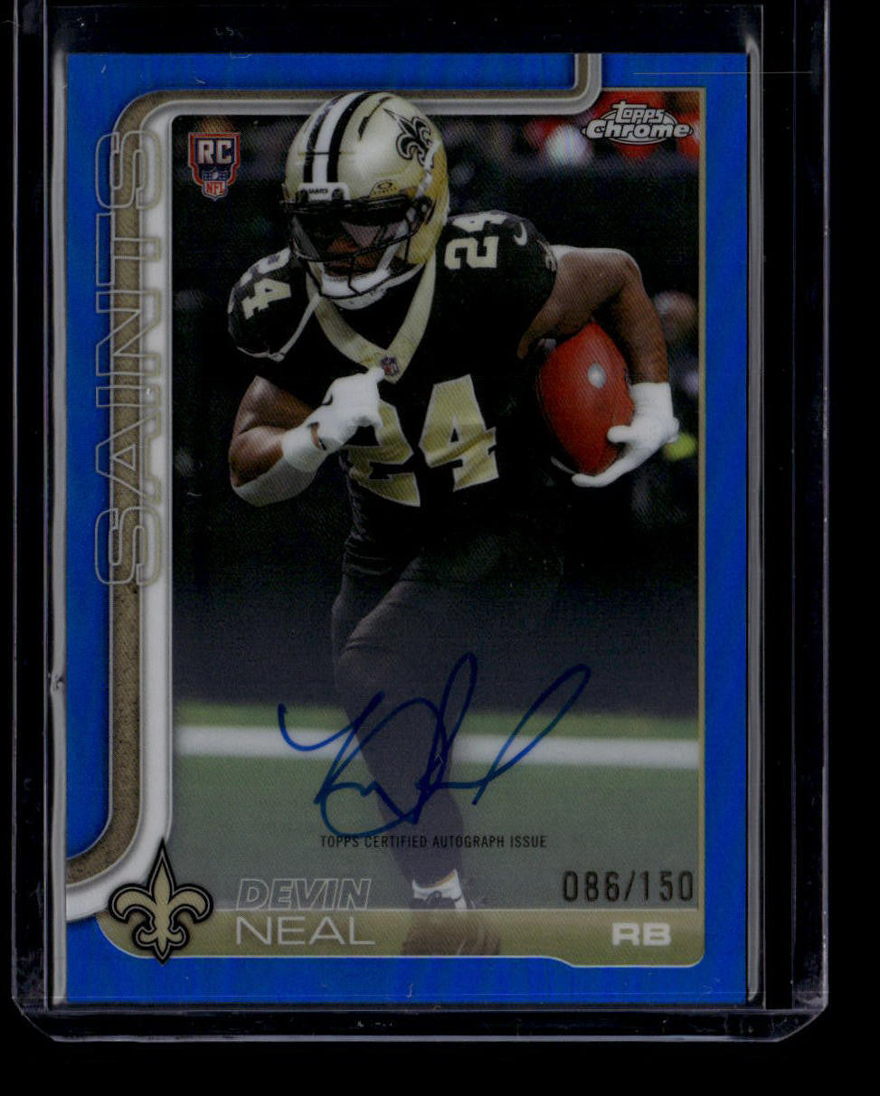 SOLD 184177 2025 Topps Chrome Autographs Blue Refractor RADN Devin Neal Rookie Auto 86/150