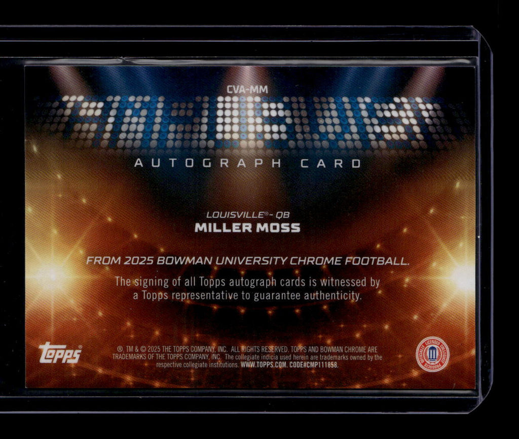 2025 Bowman Chrome U Campus Visit Autographs Refractor Miller Moses RC Auto /99
