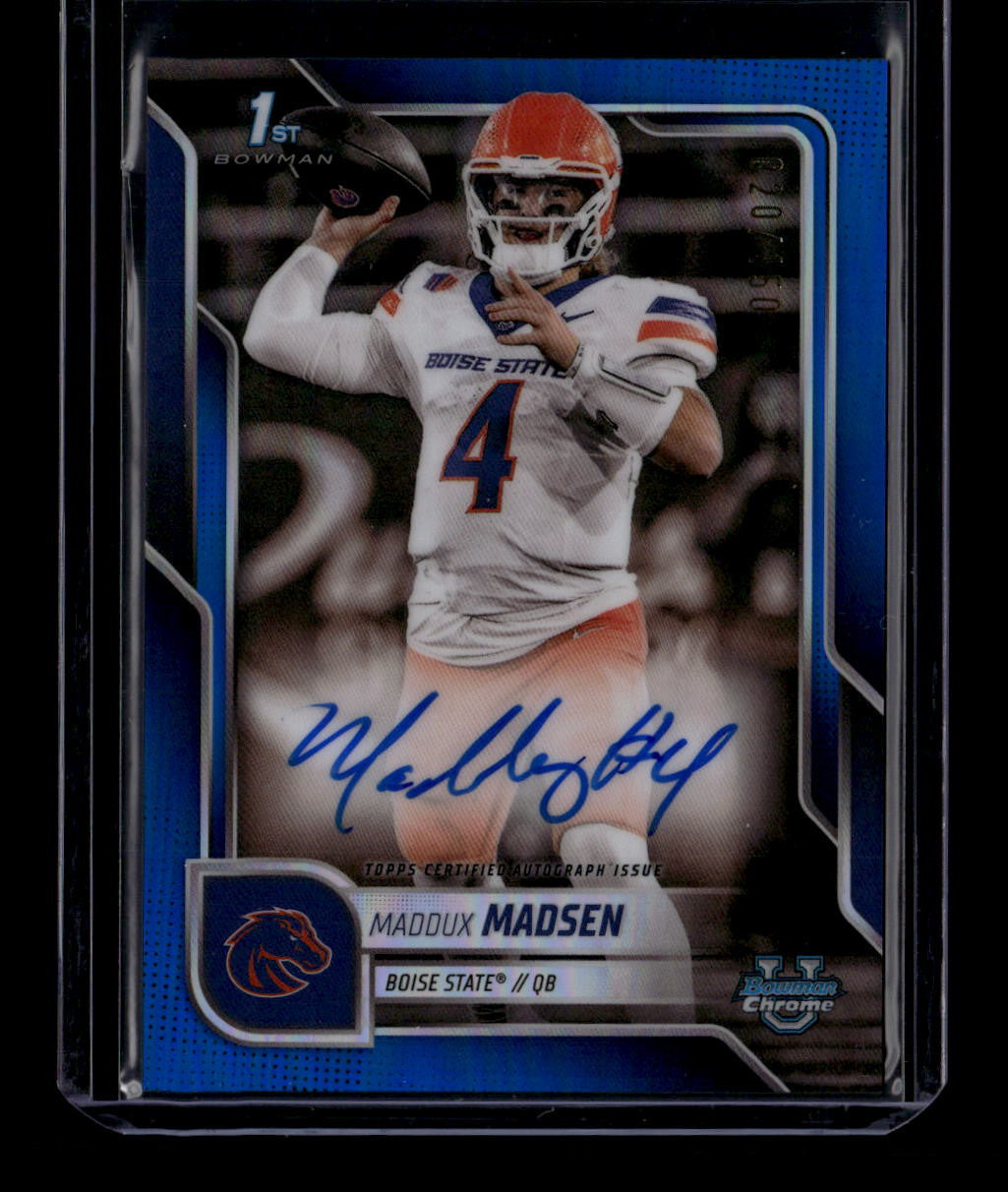 SOLD 184180 2025 Bowman Chrome U Autographs Blue Refractor Maddux Madsen RC Auto 20/150