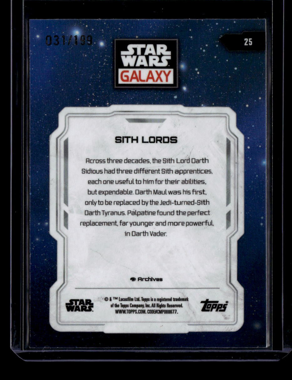 2024 Topps Chrome Star Wars Galaxy Aqua Sonar Refractor 25 Sith Lords 31/199