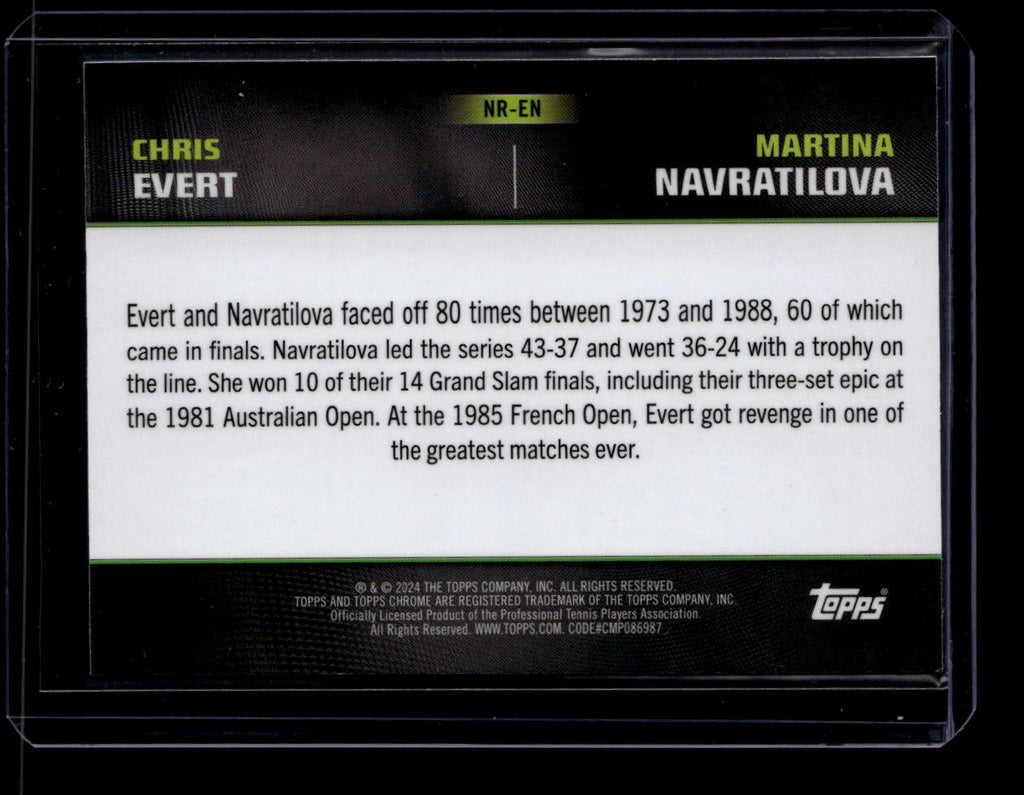 2024 Topps Graphite Notable Rivalries Blue Refractor NREN Evert Navratilova /50