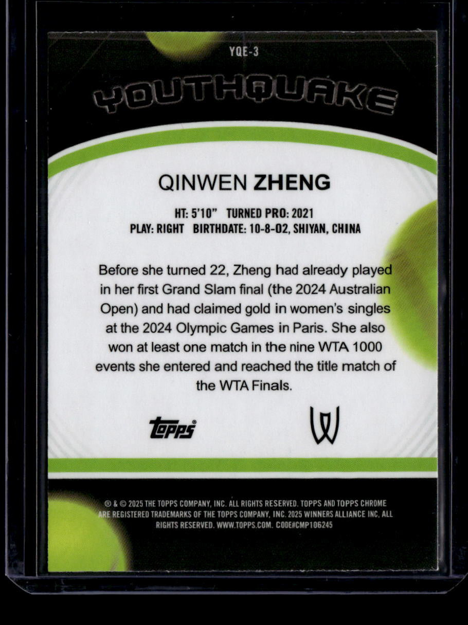 2025 Topps Chrome Youthquake Green Geometric Refractor yqe3 Qinwen Zheng 49/75