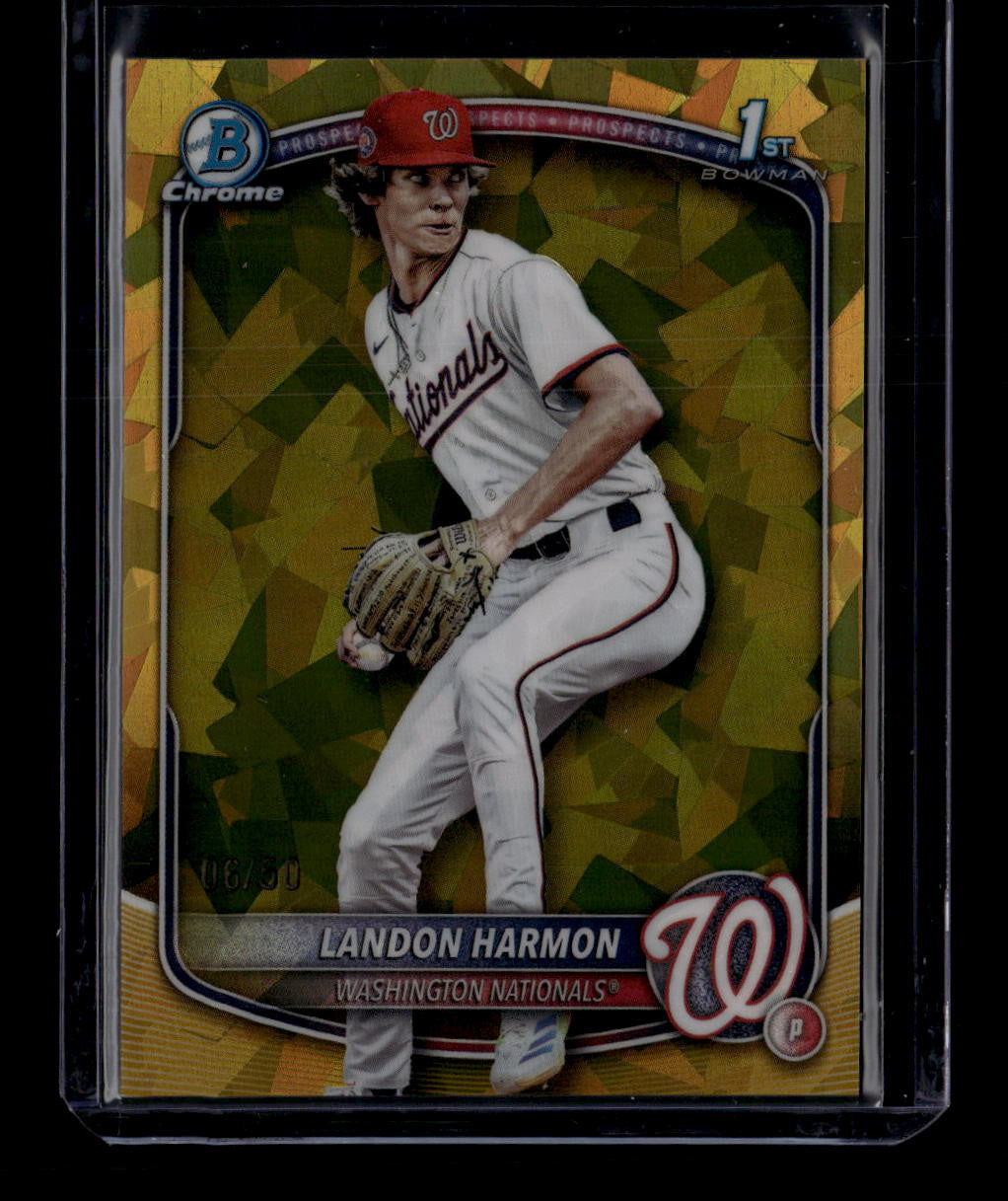 SOLD 184213 2025 Bowman Chrome Draft Sapphire Gold Refractor bdc44 Landon Harmon RC 6/50
