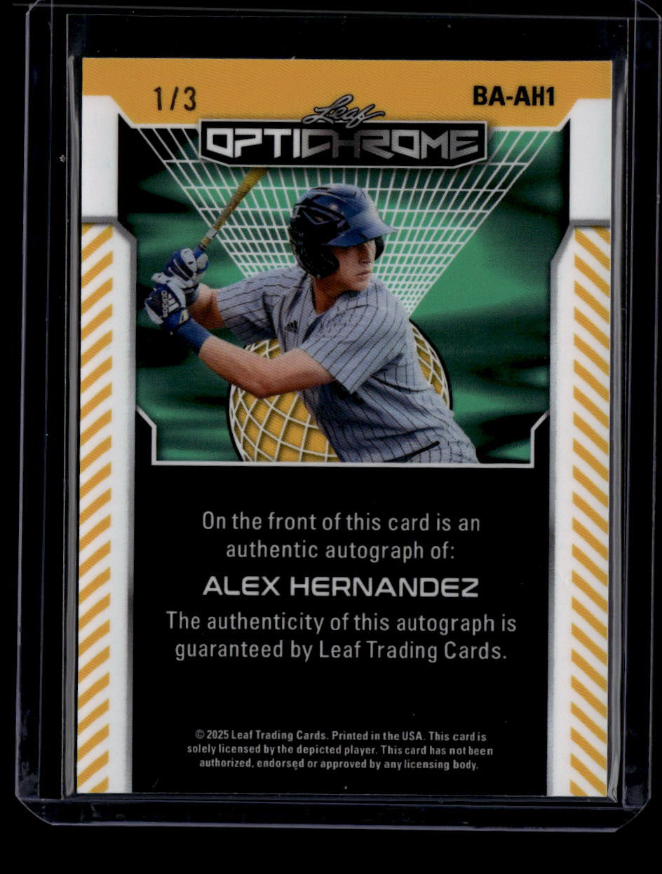 2025 Leaf Optichrome Blue Crystal baah1 Alex Hernandez Rookie Auto 1/3